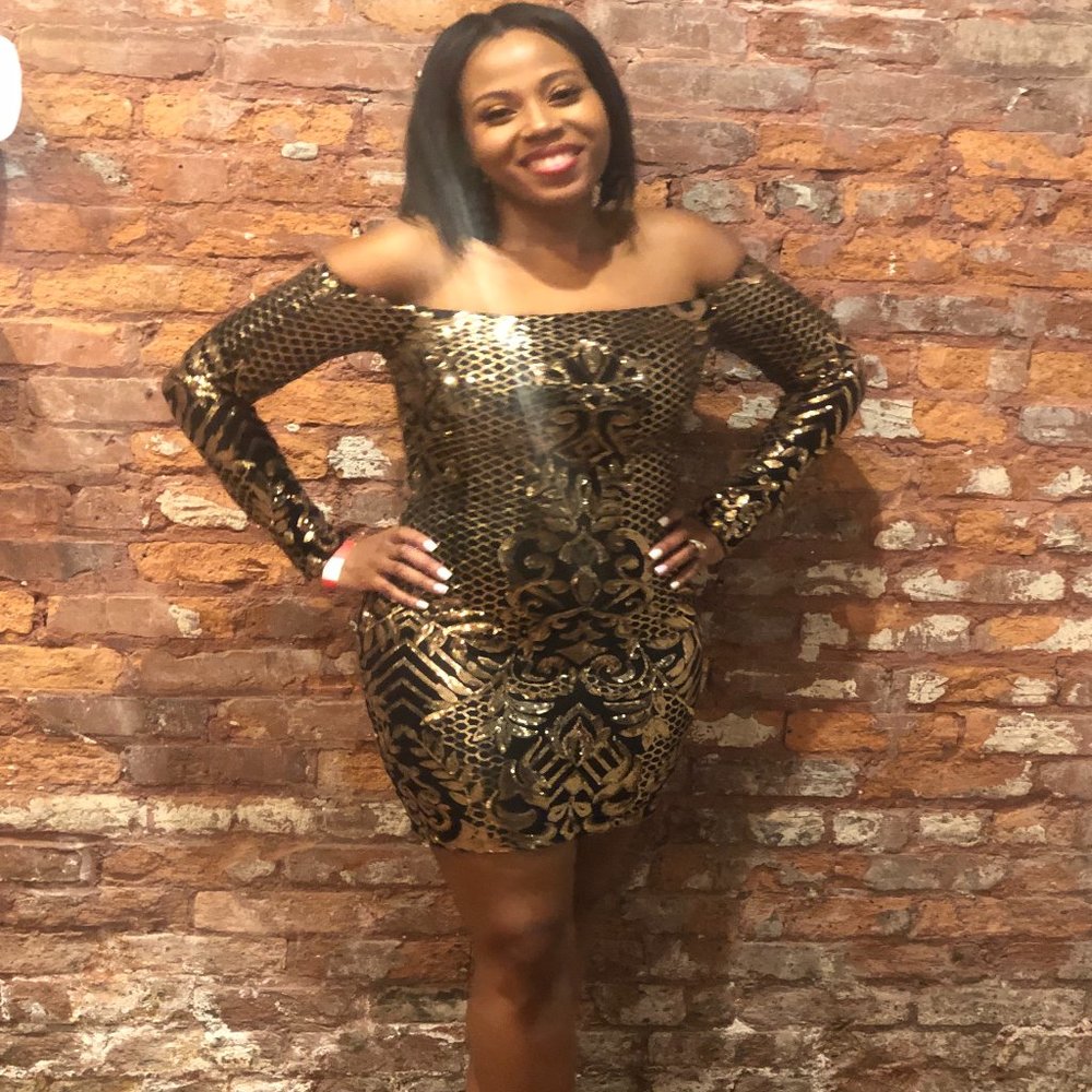 Black and Gold Sequence Dress